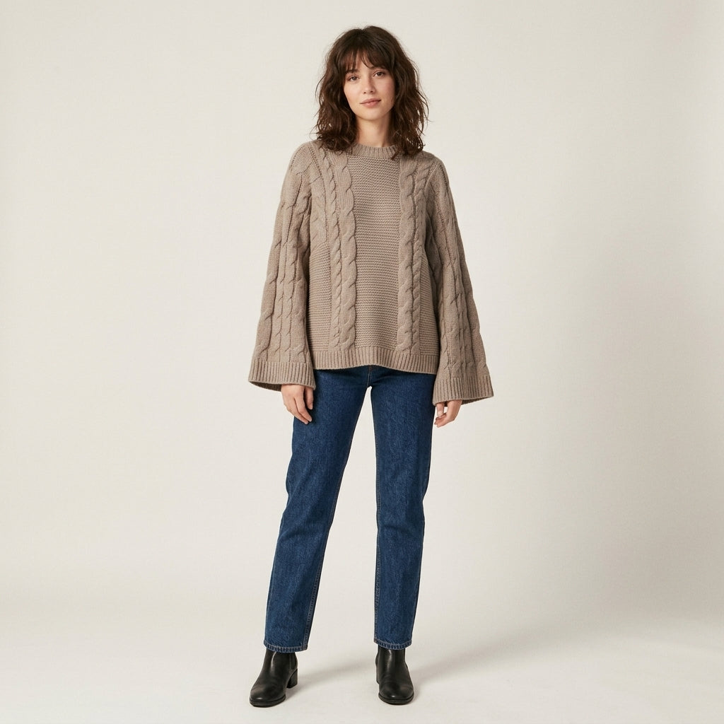 Maxi-pull en maille torsadée oversize