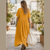 Robe longue en coton à col V