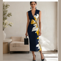 Robe midi cintrée à fleurs