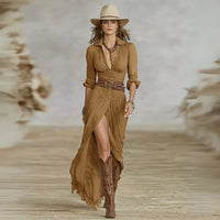 Robe chemise maxi ceinturée