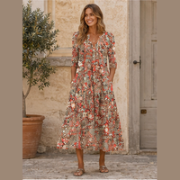 Robe midi bohème à fleurs