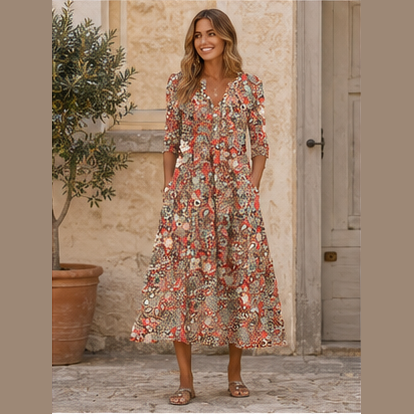 Robe midi bohème à fleurs