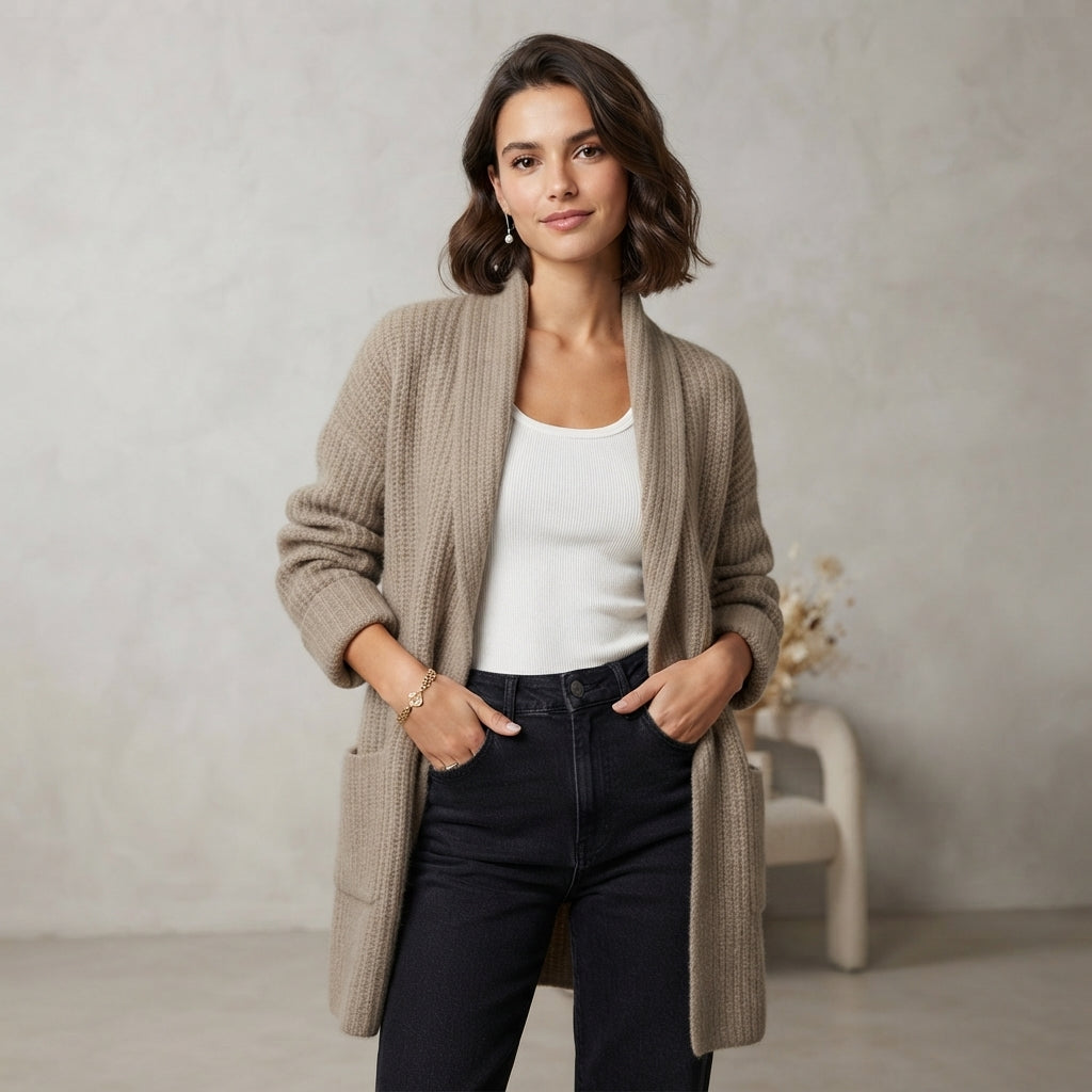 Gilet long oversize ouvert sur le devant