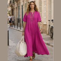 Robe longue en coton à col V