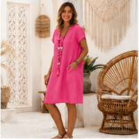 Robe midi décontractée à col en V