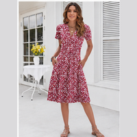 Robe midi empire boutonnée sur le devant