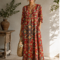 Robe décontractée rétro à poches