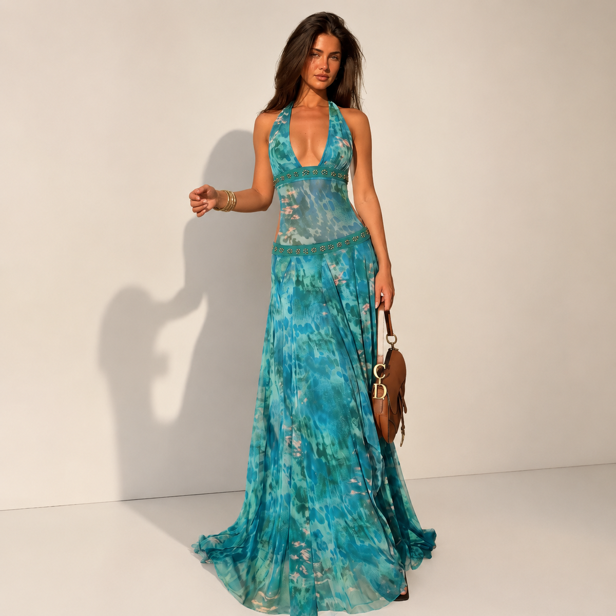 Sienna bejeweled backless maxi dress