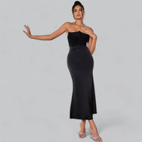 Velvet strapless maxi dress