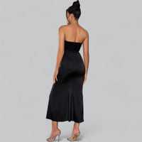 Velvet strapless maxi dress