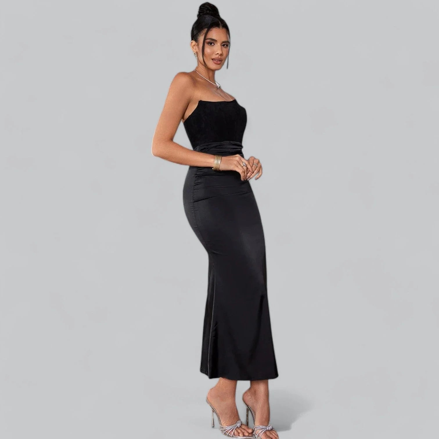 Robe longue bustier en velours