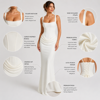 Robe longue style corset pour femme avec bretelles réglables et jupe drapée