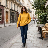 Pull à col roulé en cachemire et laine