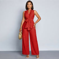 Ensemble pantalon à jambes larges et péplum