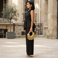 Ensemble pantalon à jambes larges et péplum