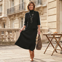 Ensemble jupe midi à col roulé côtelé