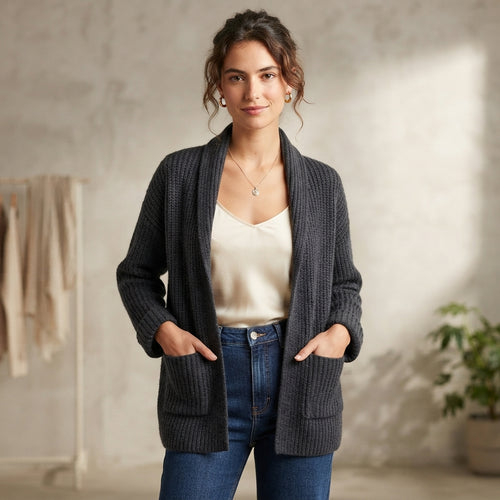Gilet long oversize ouvert sur le devant