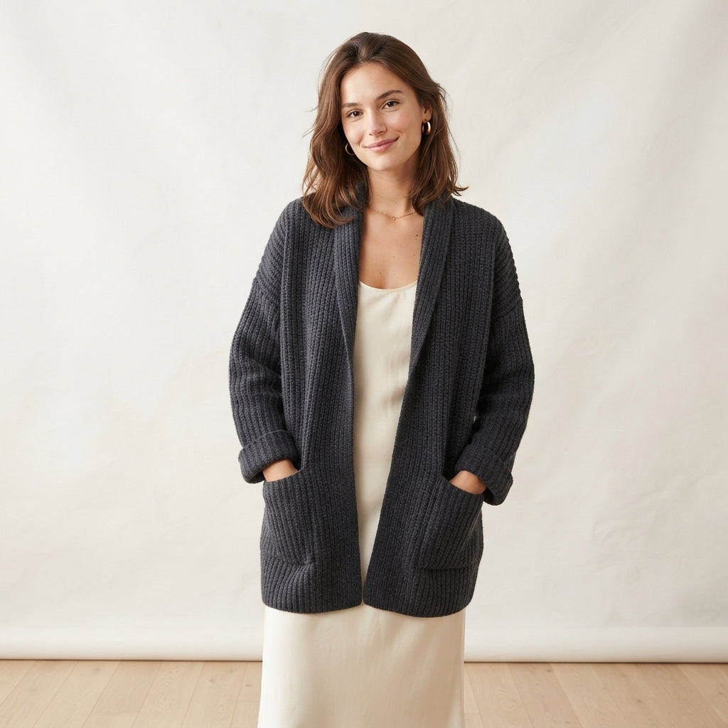 Gilet long oversize ouvert sur le devant