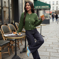 Gilet en maille duveteuse à boutons sur le devant