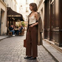 Pantalon large taille haute