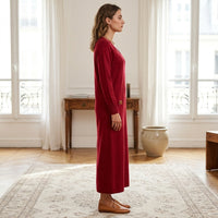 Robe midi en maille à col en V Amaline