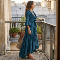 Robe midi bohème à volants