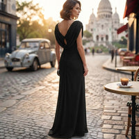 Robe longue drapée de soirée