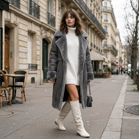 Manteau d'hiver long en fausse fourrure