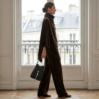 Ensemble deux pièces à jambes larges et effet drapé