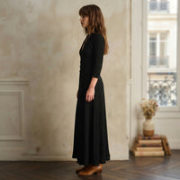 Robe midi trapèze boutonnée