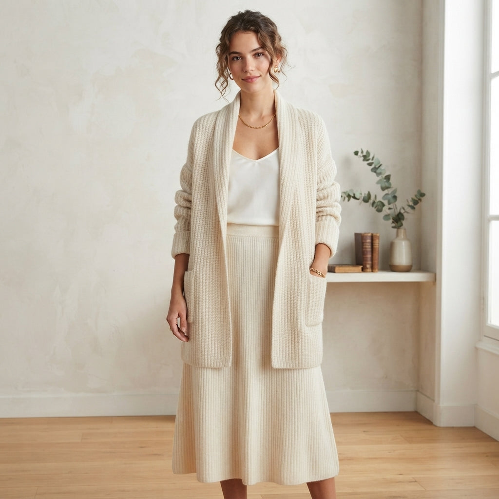 Gilet long oversize ouvert sur le devant