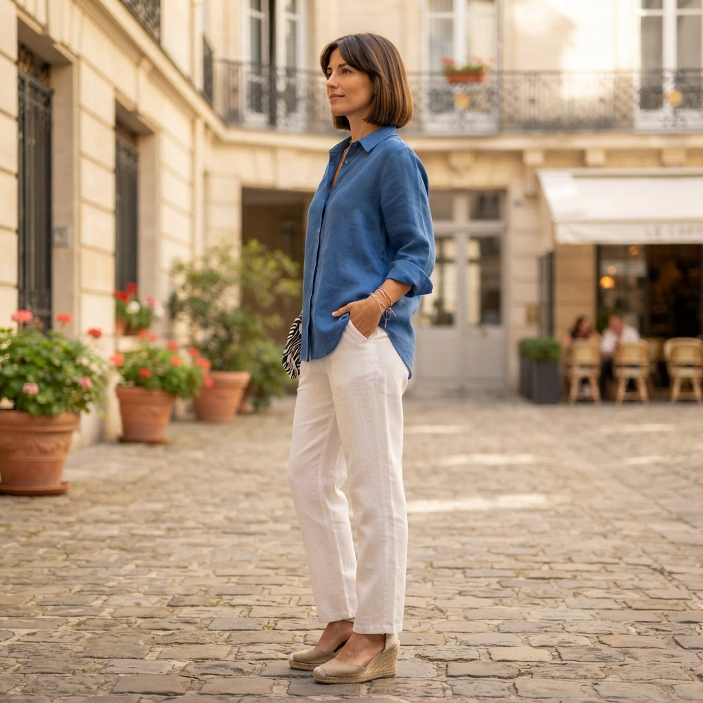 Chemise boutonnée en lin Stephanie