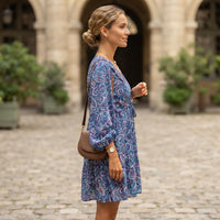 Mini-robe bohème à manches bouffantes