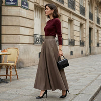 Jupe longue évasée Primrose avec ceinture