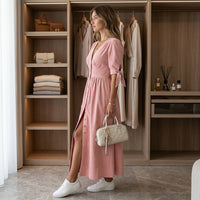 Robe longue en jean boutonnée Romane