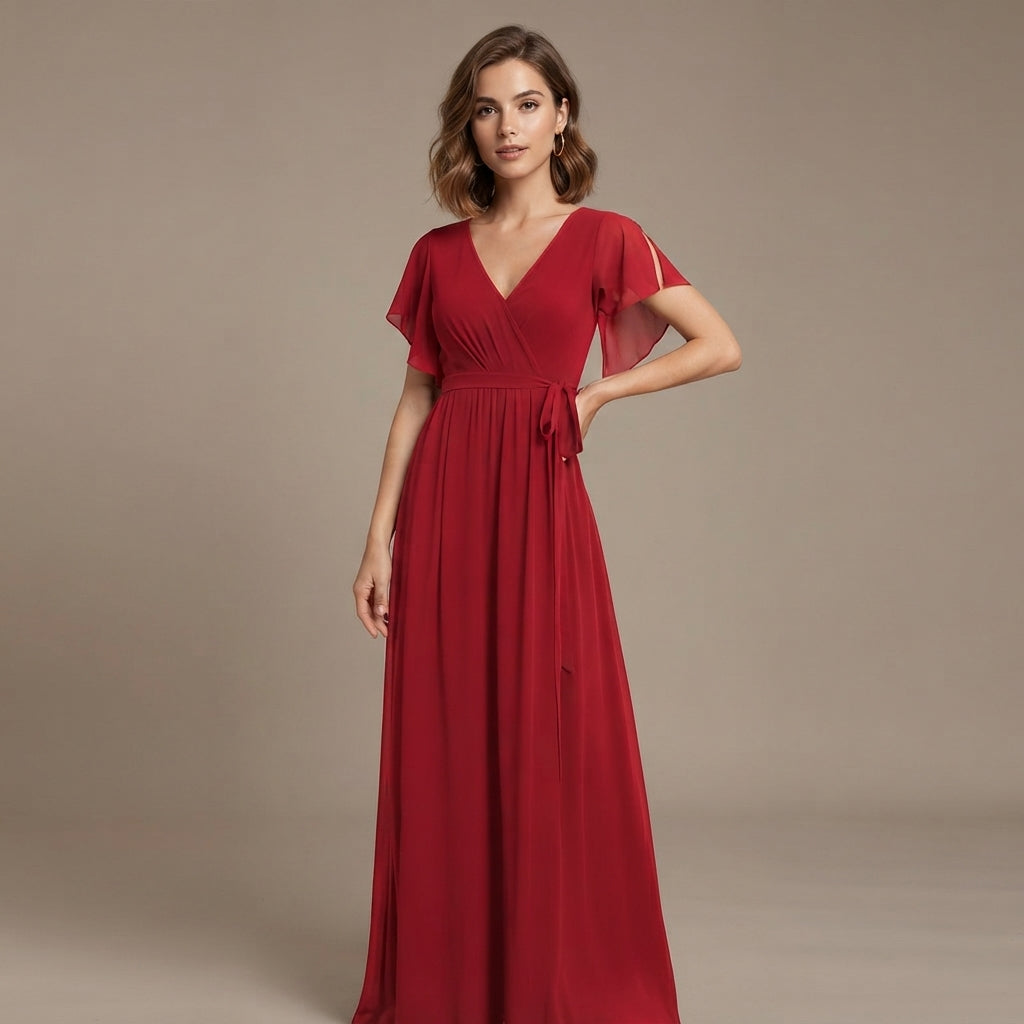 Robe longue en mousseline à volants Eulalie