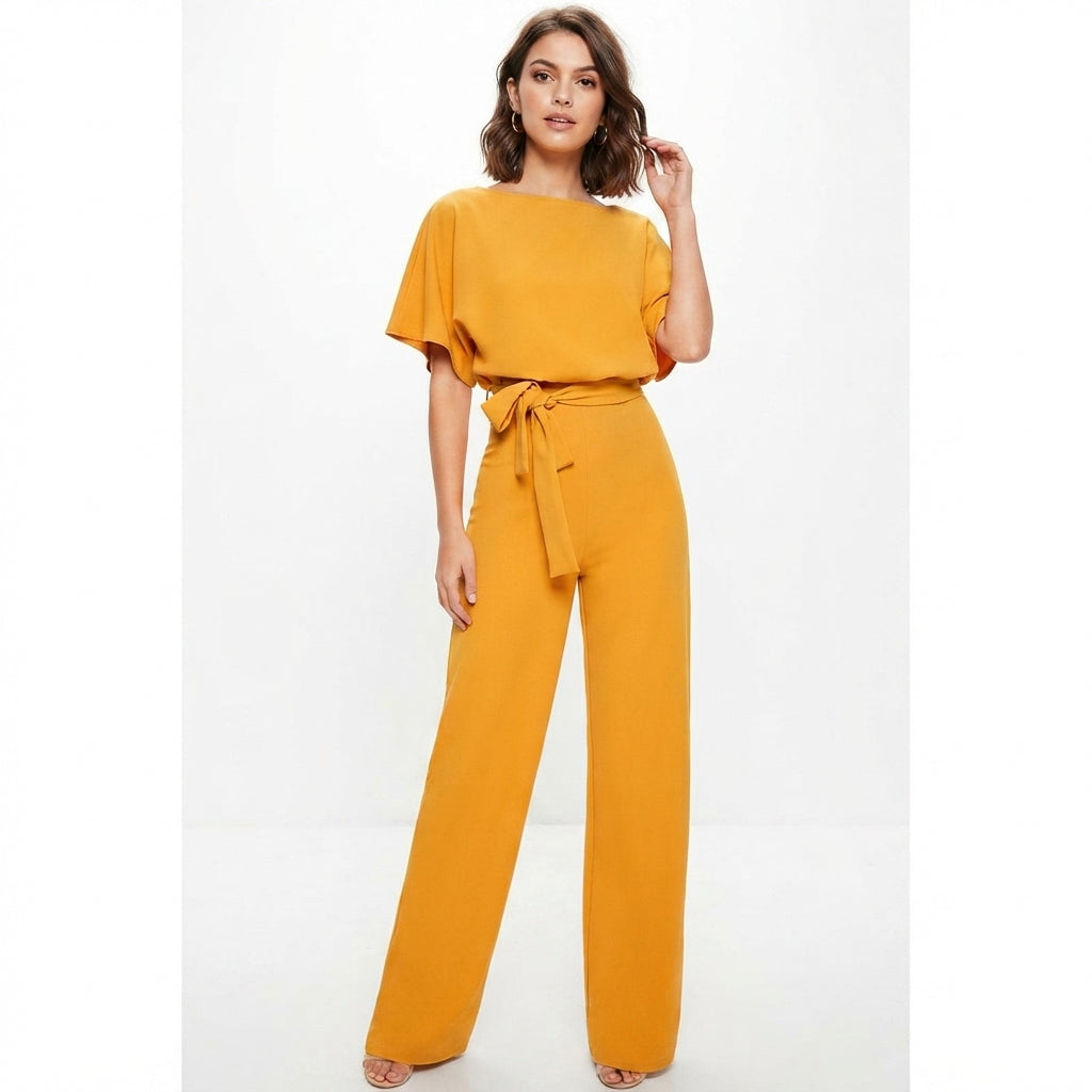 Combinaison pantalon large ceinturée