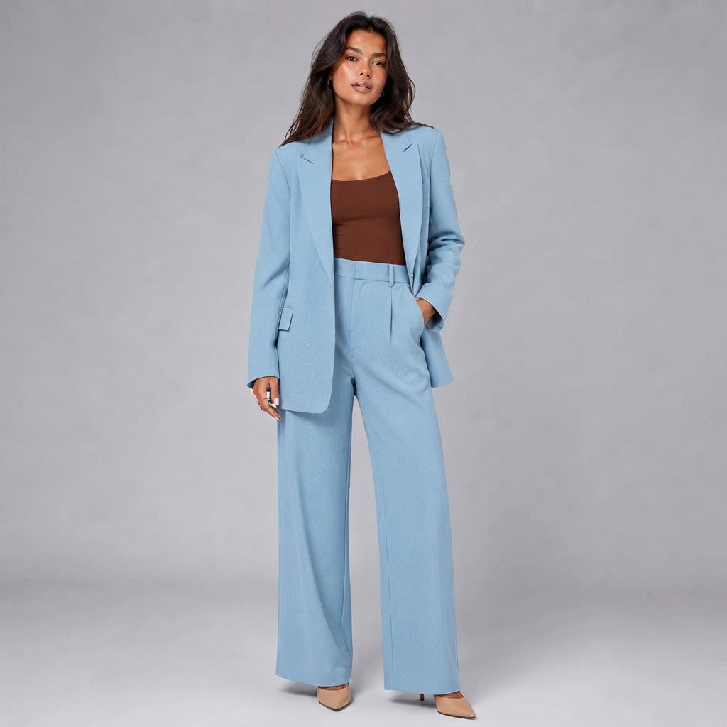 Costume bleu marine à jambes larges