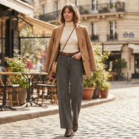 Pantalon large taille haute
