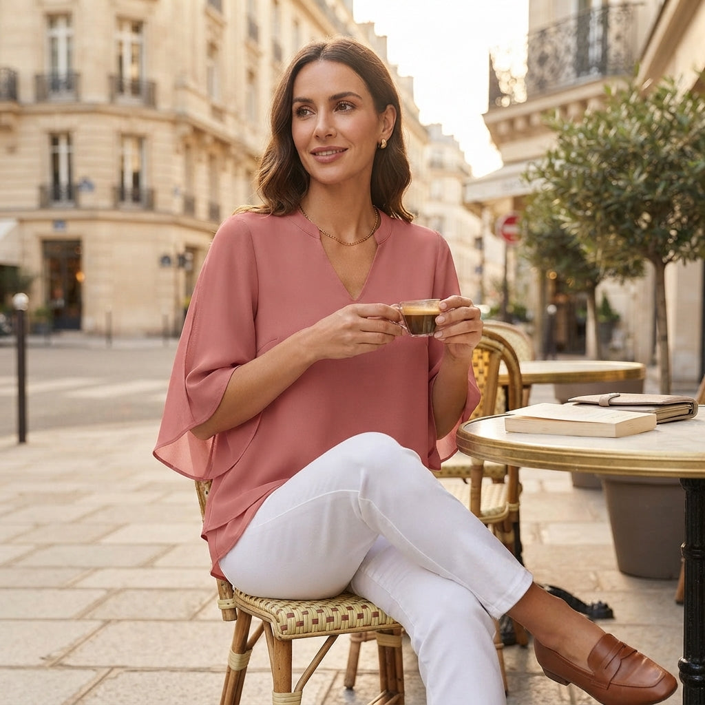 Blouse fluide à manches chauve-souris