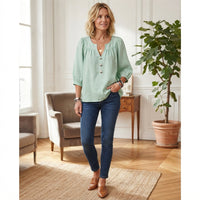 Blouse boutonnée à manches 3/4