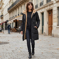 Manteau matelassé long à capuche