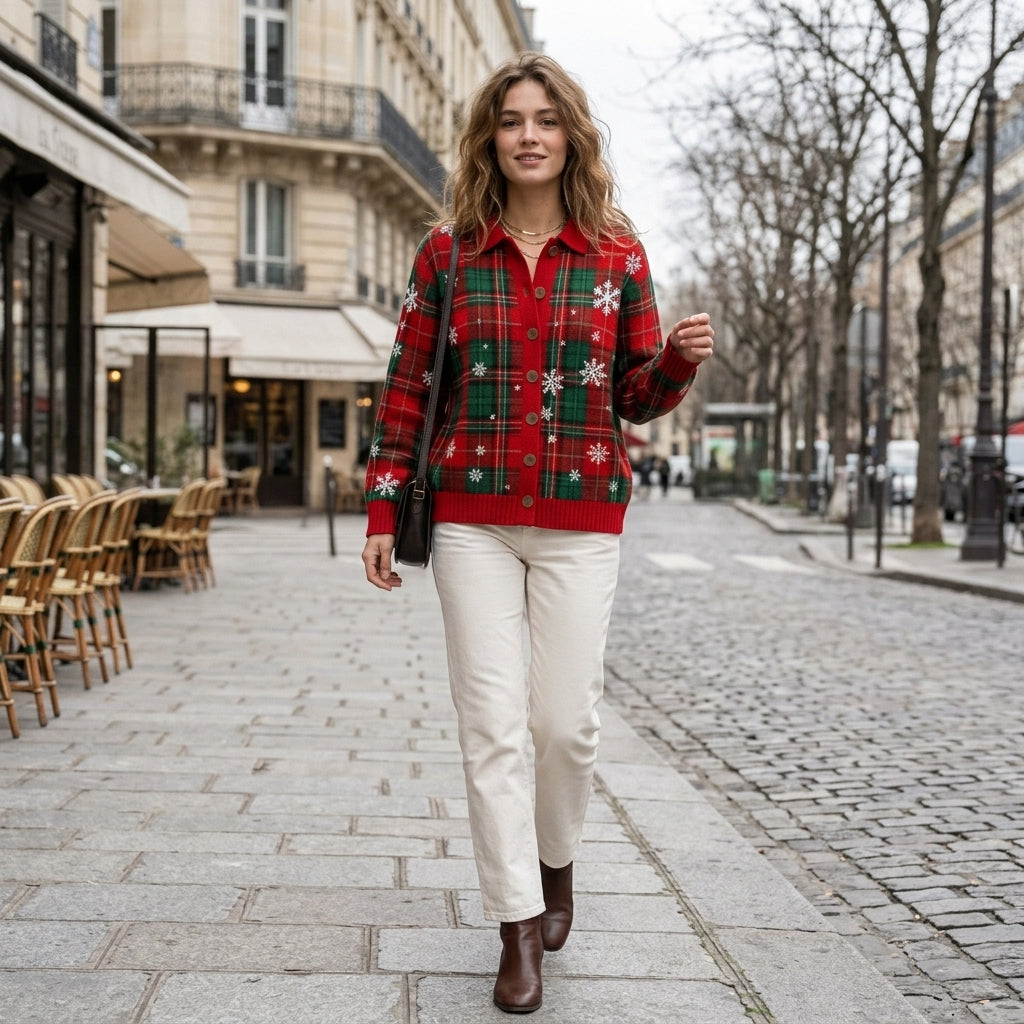 Gilet Margot à carreaux pastel