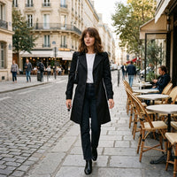 Trench-coat imperméable classique ceinturé
