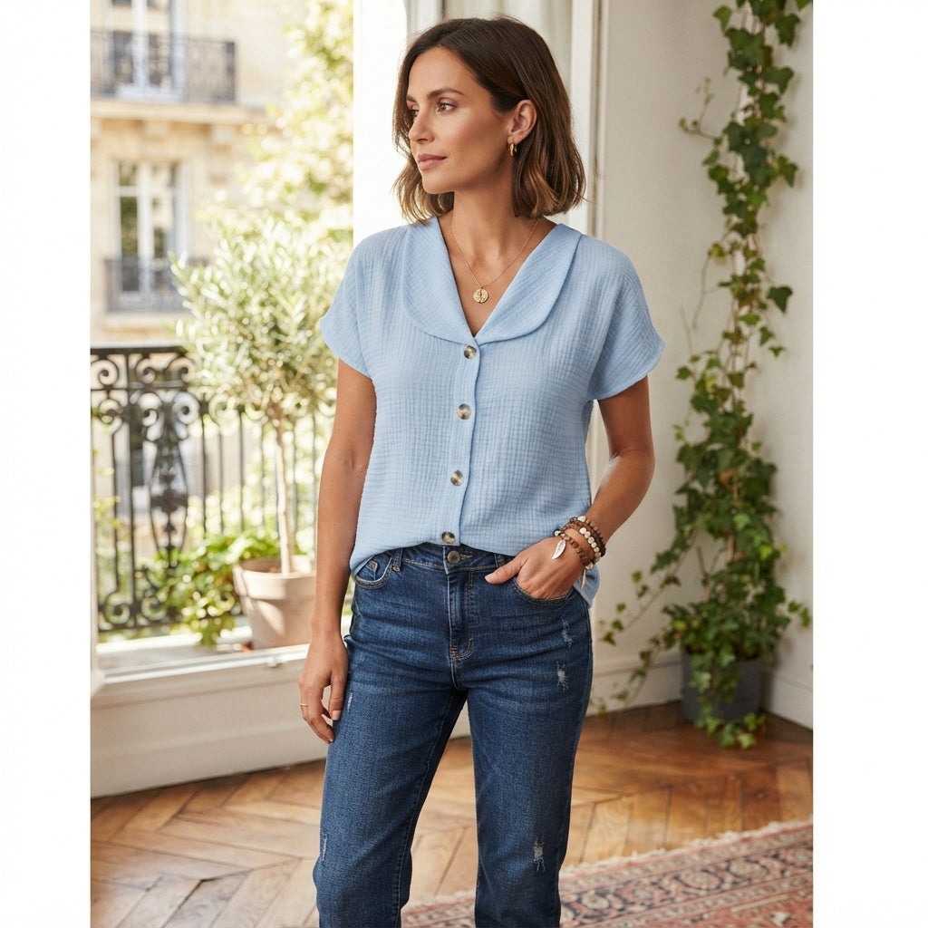 Blouse élégante à revers boutonnés