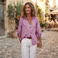 Chemise boutonnée en lin Lunasbay