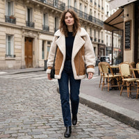 Blouson aviateur Lina en peau lainée