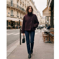 Manteau en mélange de laine à col montant
