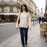 Pull à col roulé en maille de laine