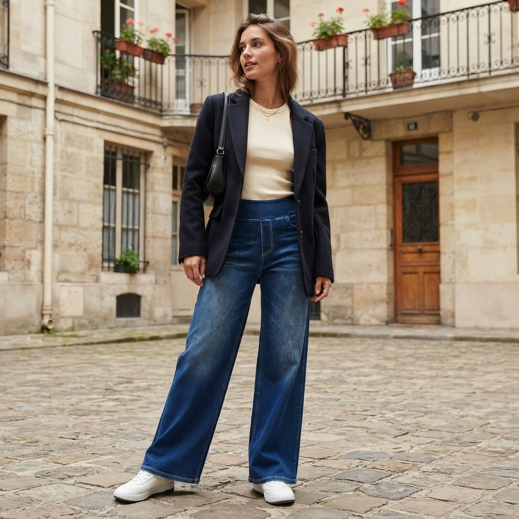 Jean en denim haut de gamme à jambes larges